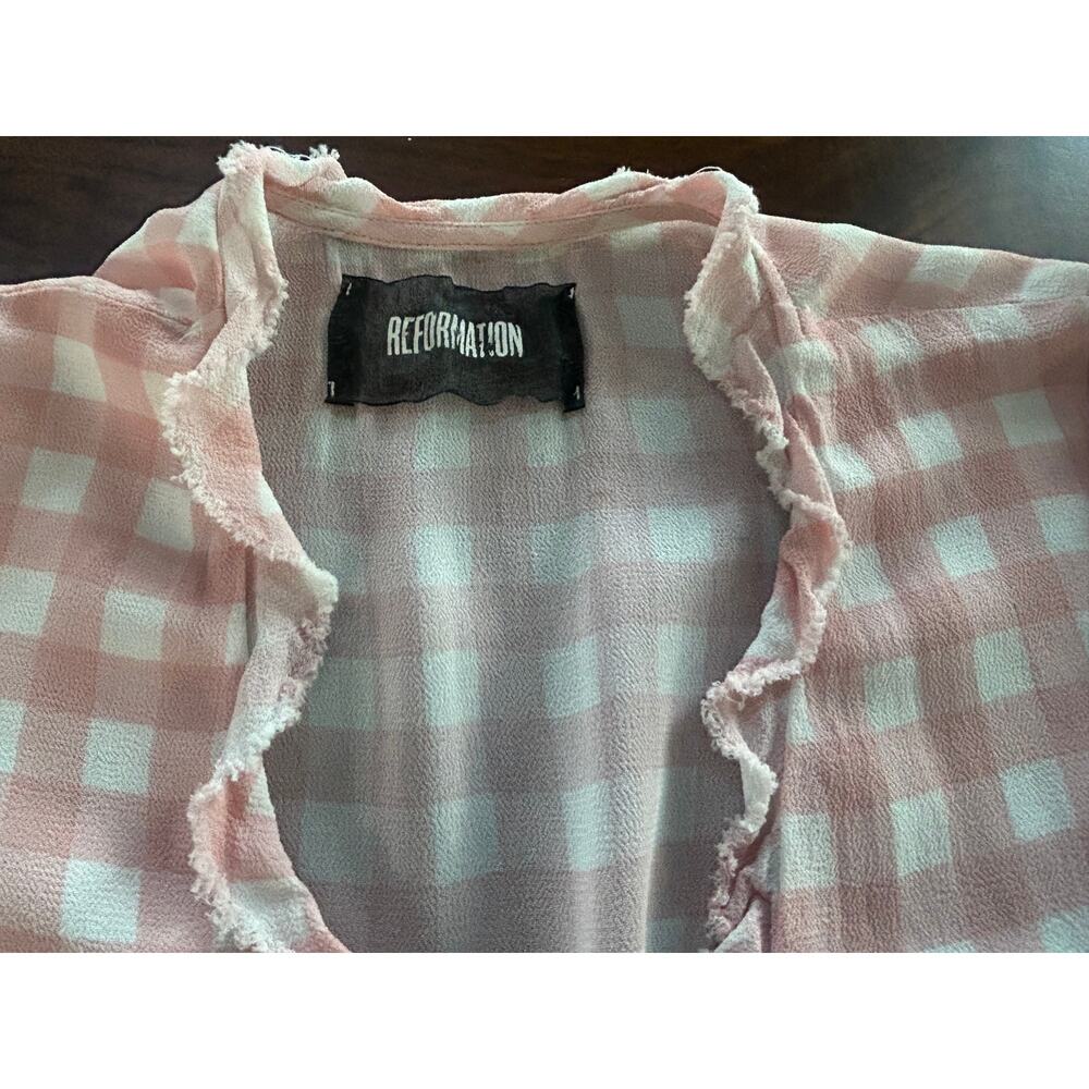 RARE Archival Reformation Surplus Baby Pink Gingham Wrap Dress XS - Picture 7 of 9